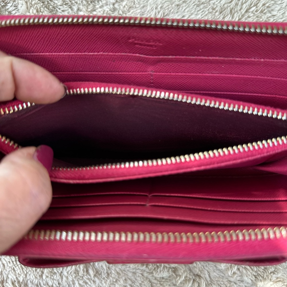 Prada Saffiano Bow Zip Around Wallet this is used please see all pictures - Picture 9 of 11